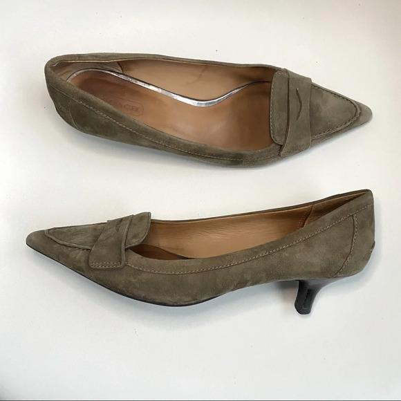 Coach Shoes - Coach Green Suede Loafer Low Heel